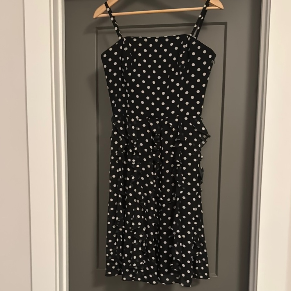 White House Black Market Polka Dot Black Cocktail Dress